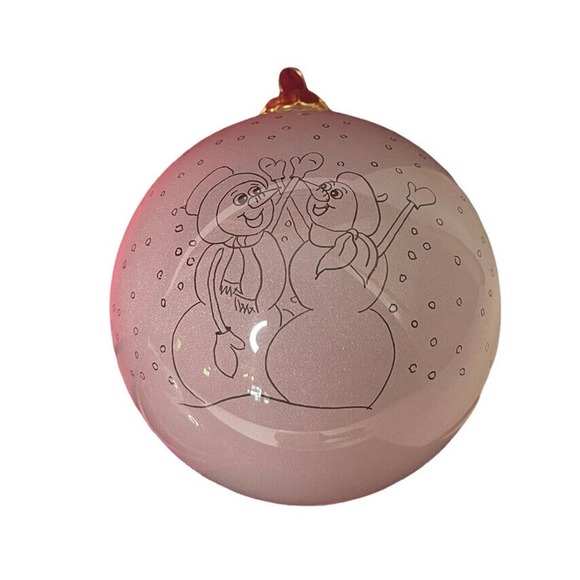 Lot of 3 Large NE QWA ART Glass Paintable Snowman CHRISTMAS Ball Ornaments w/Box - Picture 6 of 12